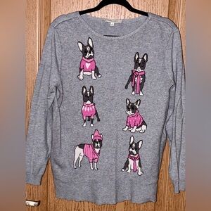 Gray Sweatshirt with Pink French Bulldog Motif - worn once.
